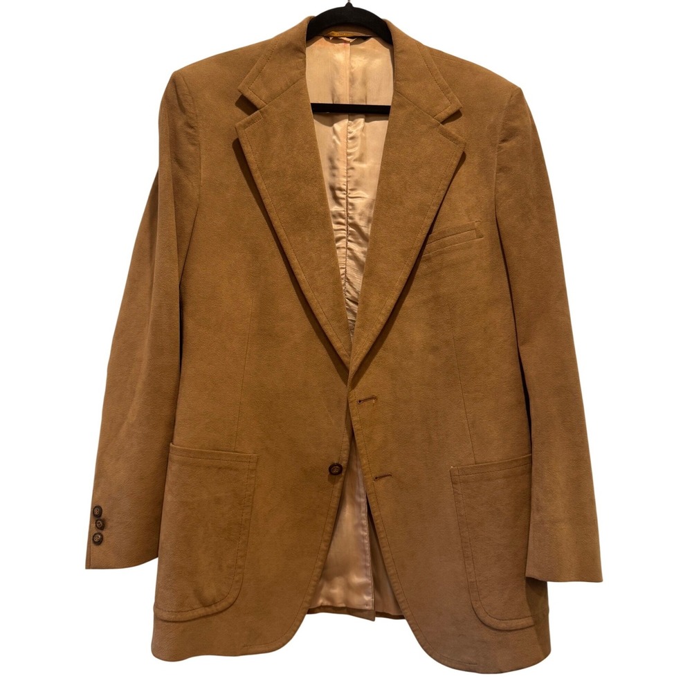 Stuart Reed Sakowitz Blazer Mens Large Brown Good 70s Vintage Suede Look Union